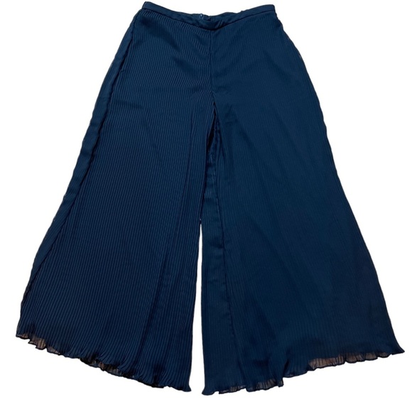 Samuel Dong Womens Black Wide Leg Palazzo Pants Size L Double Layer Flowy EUC - Picture 2 of 12